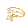 Wholesale Geometric Square Titanium Steel Crystal Diamond Ring Light Luxury Style