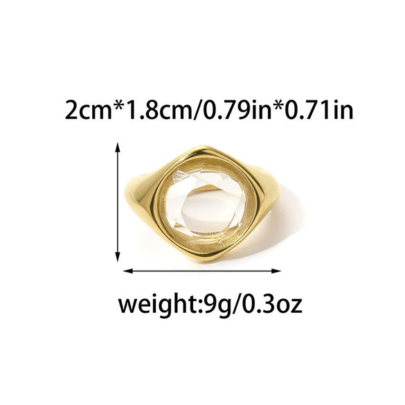 Wholesale Geometric Square Transparent Stainless Steel Fashion Ring For Women