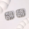 Wholesale Geometric Square Woven Stainless Steel Stud Earrings For Women With Electroplating Treatment