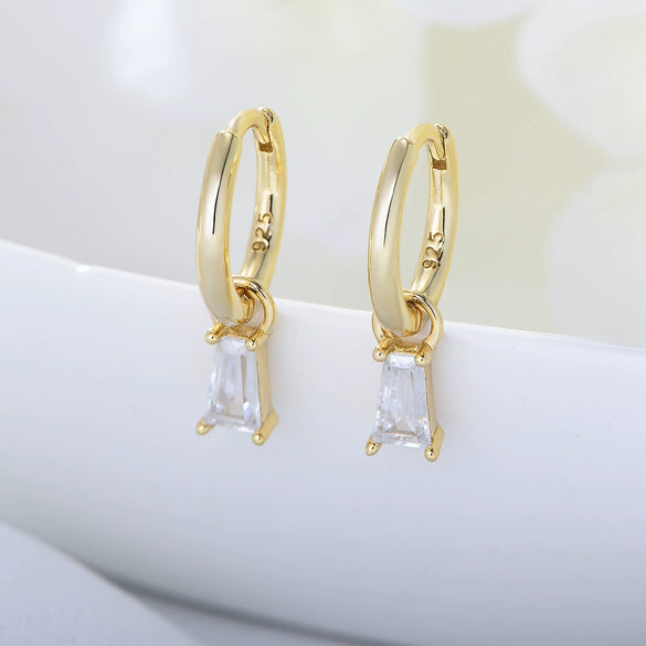 Wholesale Geometric Square Zircon Earrings 925 Sterling Silver Diamond Women's Jewelry