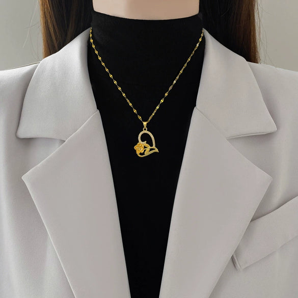 Wholesale Geometric Stainless Steel And Copper Diamond Necklace For Unisex