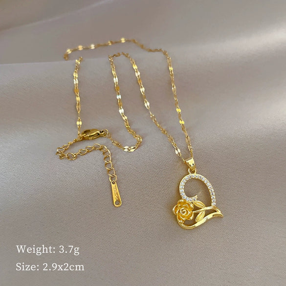 Wholesale Geometric Stainless Steel And Copper Diamond Necklace For Unisex