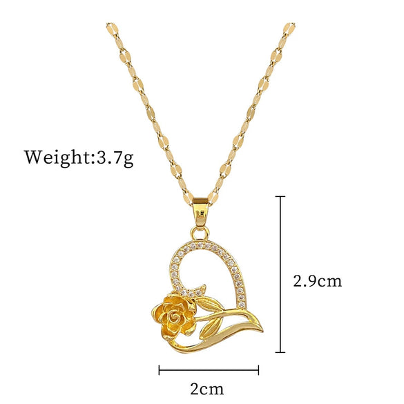 Wholesale Geometric Stainless Steel And Copper Diamond Necklace For Unisex