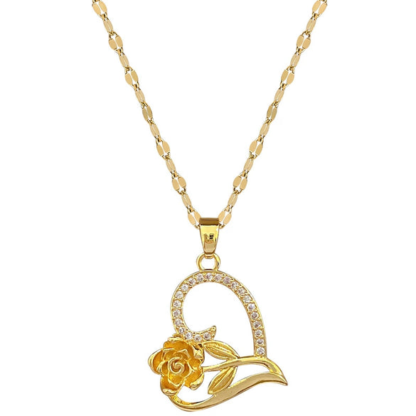 Wholesale Geometric Stainless Steel And Copper Diamond Necklace For Unisex