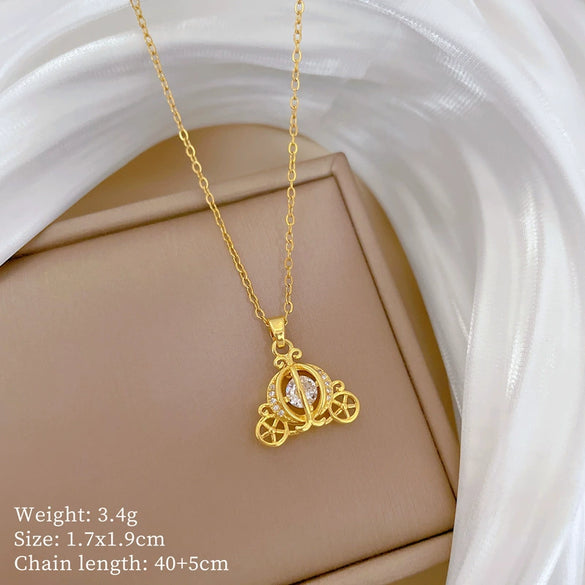 Wholesale Geometric Stainless Steel And Copper Full Diamond Necklace For Unisex
