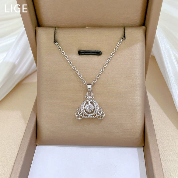 Wholesale Geometric Stainless Steel And Copper Full Diamond Necklace For Unisex