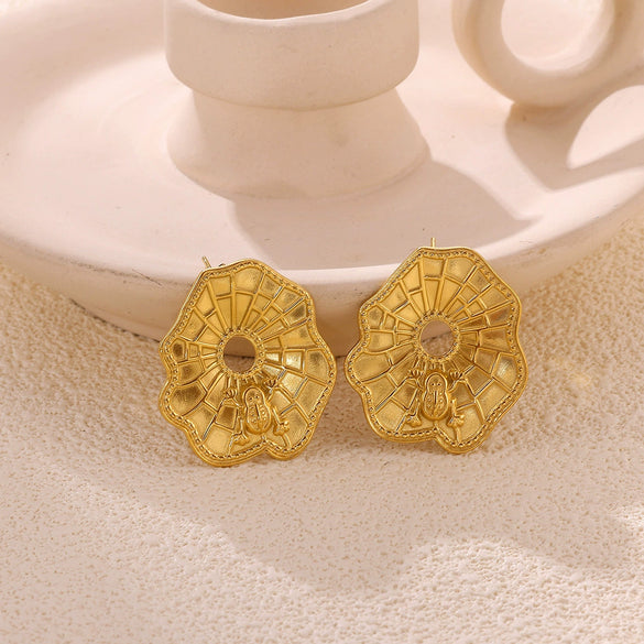 Wholesale Geometric Stainless Steel And Gold Electroplated Earrings For Unisex