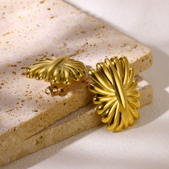 Wholesale Geometric Stainless Steel And Gold Electroplated Rectangular Earrings Jewelry For Women