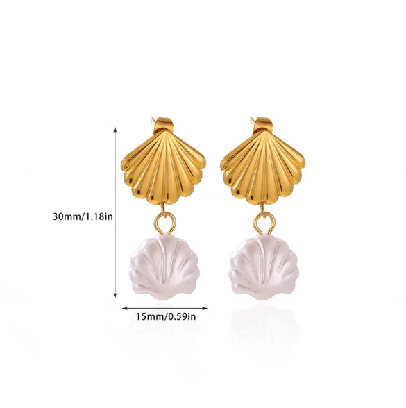 Wholesale Geometric Stainless Steel And Gold Electroplated Starfish Shell Earrings For Women And Men
