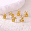 Wholesale Geometric Stainless Steel And Gold Electroplated Unisex Starfish Shell Earrings With Imitation Pearl And Zircon