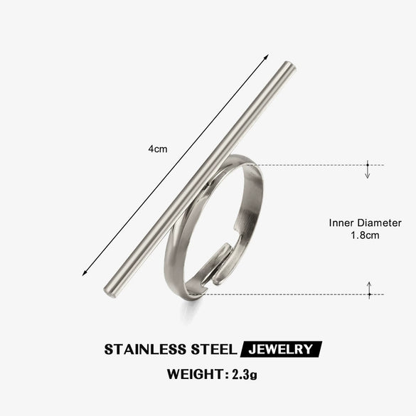 Wholesale Geometric Stainless Steel And Resin Electroplated Opening Adjustable Line Ring For Women