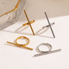 Wholesale Geometric Stainless Steel And Resin Electroplated Opening Adjustable Line Ring For Women