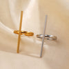 Wholesale Geometric Stainless Steel And Resin Electroplated Opening Adjustable Line Ring For Women
