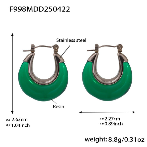 Wholesale Geometric Stainless Steel And Resin Electroplated Ushaped Ferris Wheel Earrings For Women