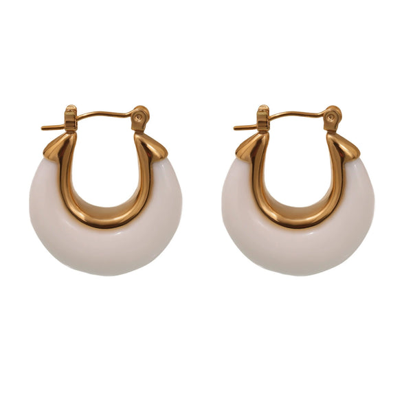 Wholesale Geometric Stainless Steel And Resin Electroplated Ushaped Ferris Wheel Earrings For Women