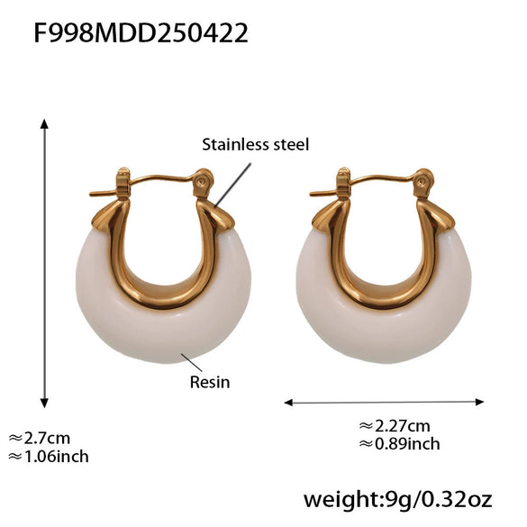 Wholesale Geometric Stainless Steel And Resin Electroplated Ushaped Ferris Wheel Earrings For Women