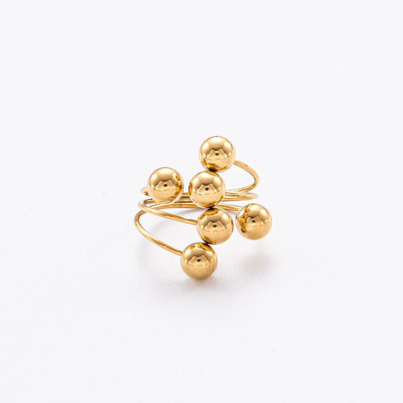 Wholesale Geometric Stainless Steel And Titanium Steel Electroplated 18K Gold Women's Ring