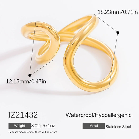 Wholesale Geometric Stainless Steel And Titanium Steel Electroplated 18K Gold Women's Ring
