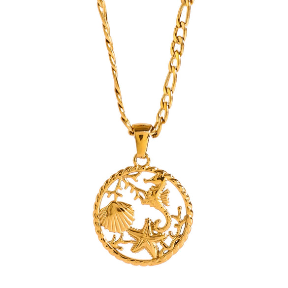 Wholesale Geometric Stainless Steel And Titanium Steel Starfish Pendant Necklace With Electroplating For Women