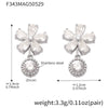 Wholesale Geometric Stainless Steel And Zircon Electroplated Five Leaf Flower Water Drop Ferris Wheel Earrings For Women
