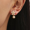 Wholesale Geometric Stainless Steel And Zircon Electroplated Five Leaf Flower Water Drop Ferris Wheel Earrings For Women