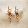 Wholesale Geometric Stainless Steel Antique Style Irregular Metal Alloy Opal Ear Studs Earrings With Electroplating