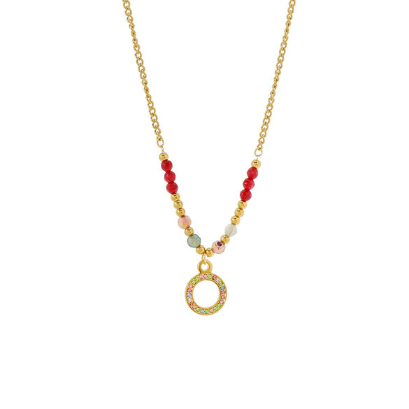Wholesale Geometric Stainless Steel Beaded Ring And Necklace With Electroplating