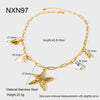 Wholesale Geometric Stainless Steel Conch And Starfish Pendant Cross Chain Necklace 18K Goldplated For Women