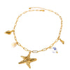 Wholesale Geometric Stainless Steel Conch And Starfish Pendant Cross Chain Necklace 18K Goldplated For Women