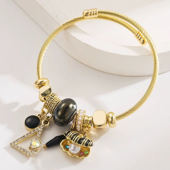 Wholesale Geometric Stainless Steel Diamond Set Bracelet For Unisex
