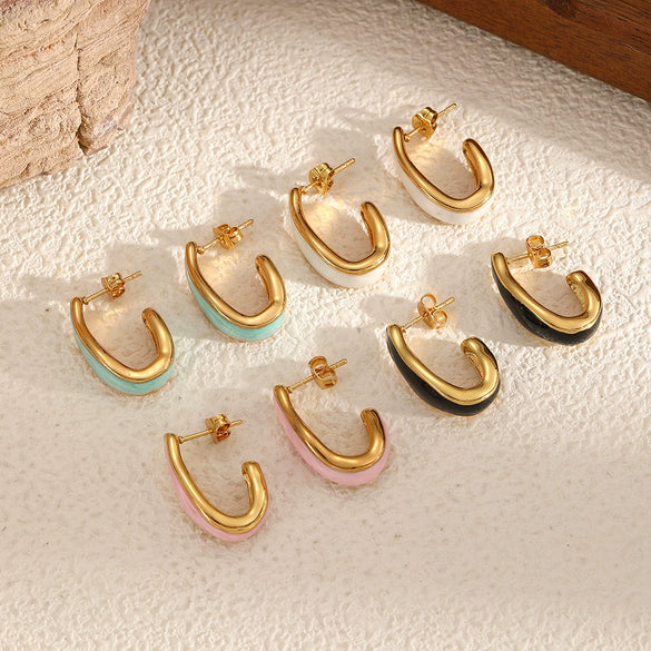 Wholesale Geometric Stainless Steel Earrings For Women 18K Gold Plated