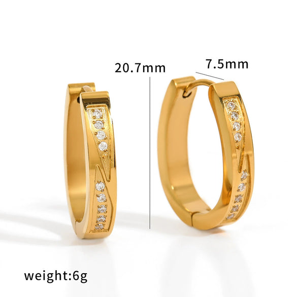 Wholesale Geometric Stainless Steel Earrings With Diamonds Vacuum Real Gold Plated For Women