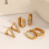Wholesale Geometric Stainless Steel Earrings With Diamonds Vacuum Real Gold Plated For Women