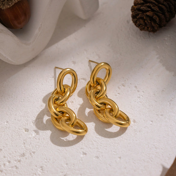 Wholesale Geometric Stainless Steel Earrings With Pvd Furnace Vacuum Real Gold Plating For Women