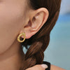 Wholesale Geometric 316L Stainless Steel Electroplated Blue Turquoise Earrings Fashionable Elegant Women's Jewelry