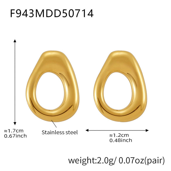 Wholesale Geometric 316L Stainless Steel Electroplated Blue Turquoise Earrings Fashionable Elegant Women's Jewelry