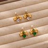 Wholesale Geometric Stainless Steel Electroplated Bow Design Earrings For Women