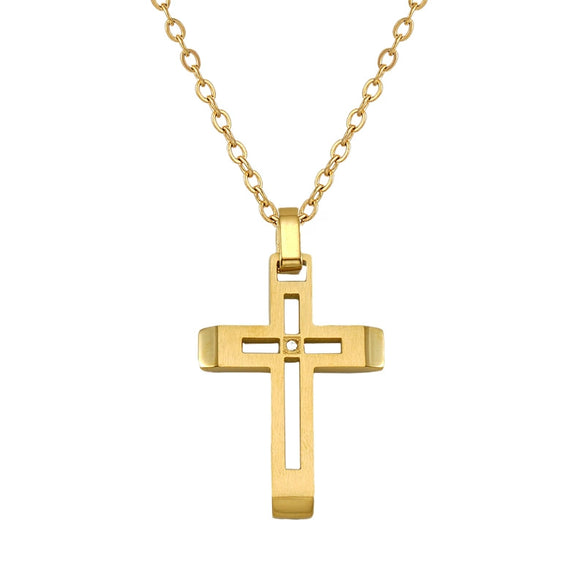 Wholesale Geometric Stainless Steel Electroplated Cross Necklace For Couples