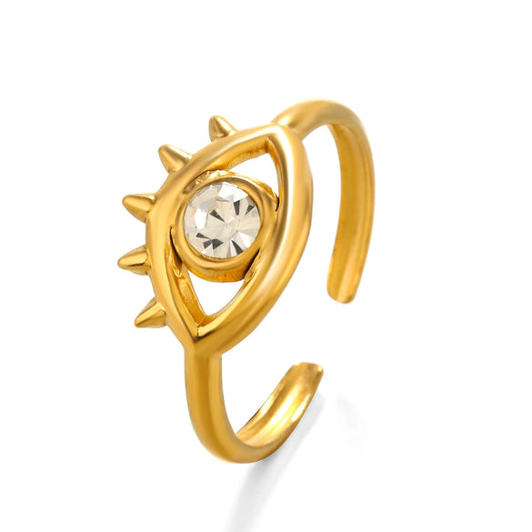 Wholesale Geometric Stainless Steel Electroplated Devil's Eye Ring For Women