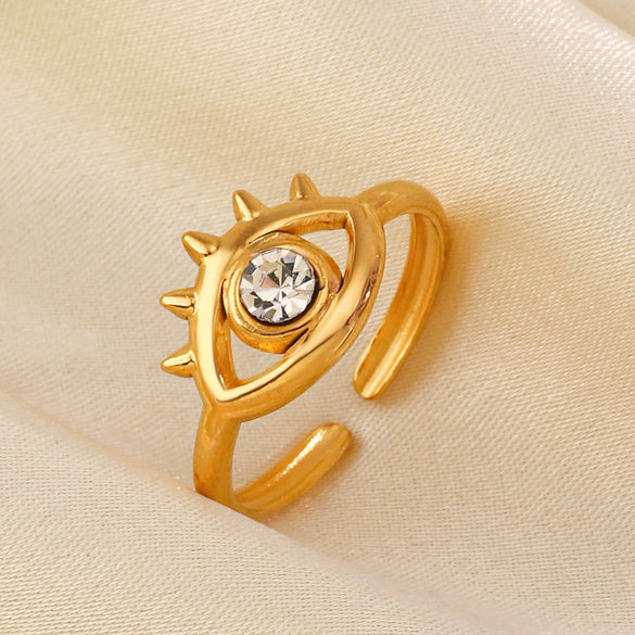 Wholesale Geometric Stainless Steel Electroplated Devil's Eye Ring For Women
