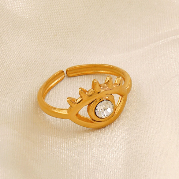 Wholesale Geometric Stainless Steel Electroplated Devil's Eye Ring For Women