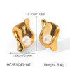 Wholesale Geometric Stainless Steel Electroplated Earrings For Women With Tiger's Eye Stone And Pearl Studs