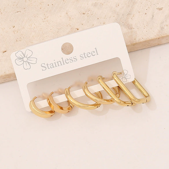 Wholesale Geometric Stainless Steel Electroplated Earrings For Women