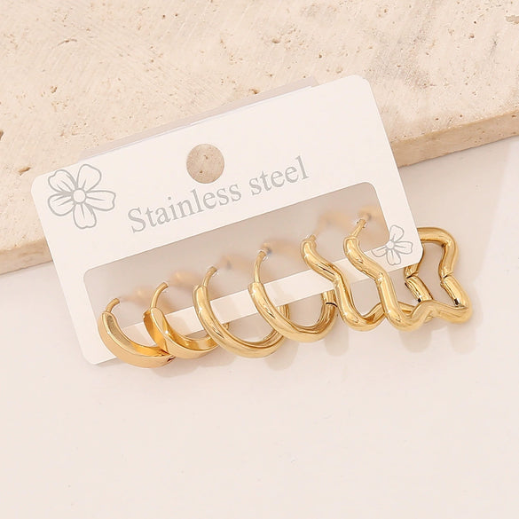Wholesale Geometric Stainless Steel Electroplated Earrings For Women
