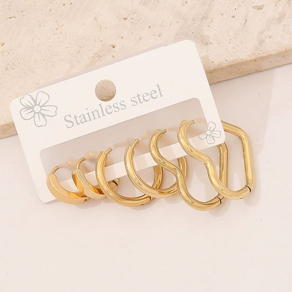 Wholesale Geometric Stainless Steel Electroplated Earrings For Women