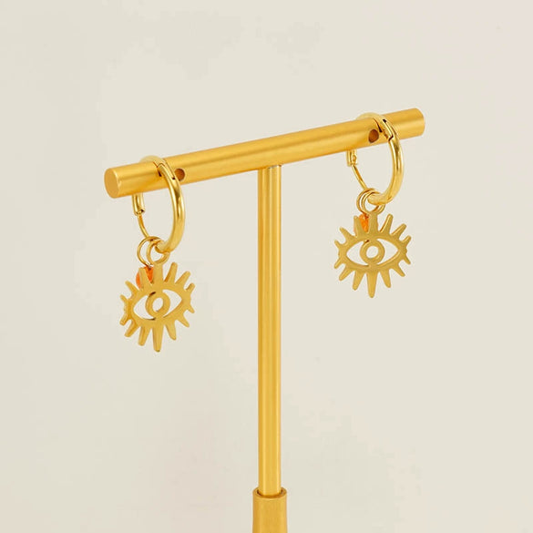 Wholesale Geometric Stainless Steel Electroplated Earrings Unisex Niche Style