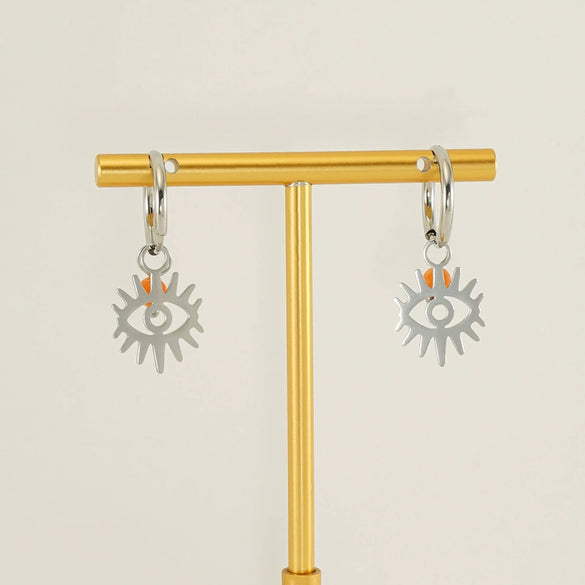 Wholesale Geometric Stainless Steel Electroplated Earrings Unisex Niche Style