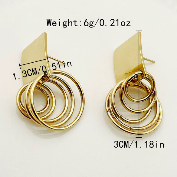 Wholesale Geometric Stainless Steel Electroplated Earrings