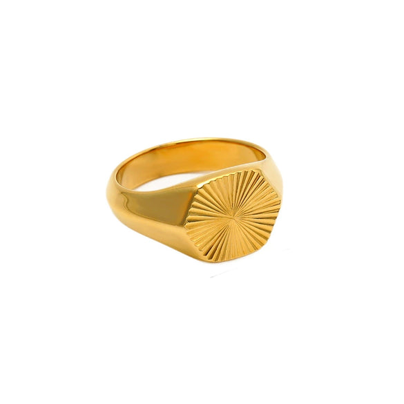 Wholesale Geometric Stainless Steel Electroplated Engraved Smooth Vintage Vertical Stripe Insstyle Unisex Ring