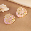 Wholesale Geometric Stainless Steel Electroplated Epoxy Shell Oil Drop Conch Starfish Earrings For Women